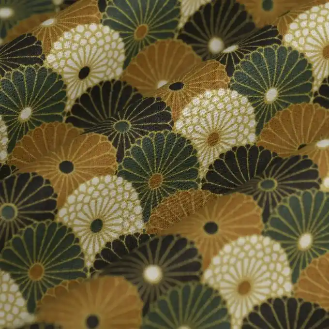 Cretonne Mandala ocker Fächer Bunt Direktkauf