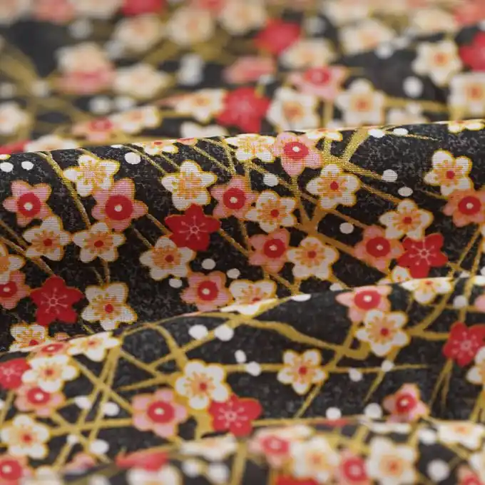 Neu Baumwollstoff japanische Blüten Rosa