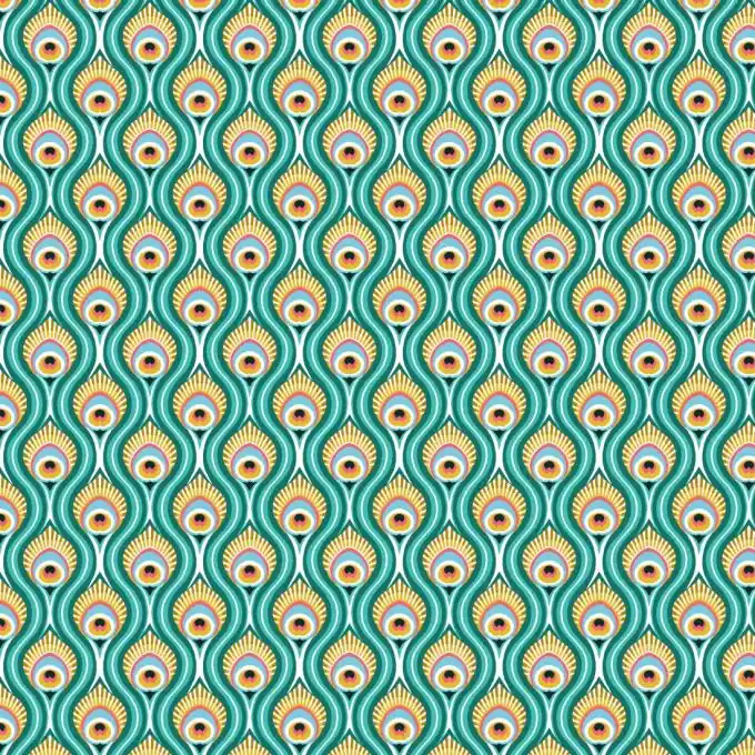 Cretonne Pfauenfedern Türkis Bestseller