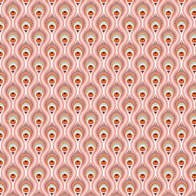 Sichere Zahlung Cretonne Pfauenfedern Rosa