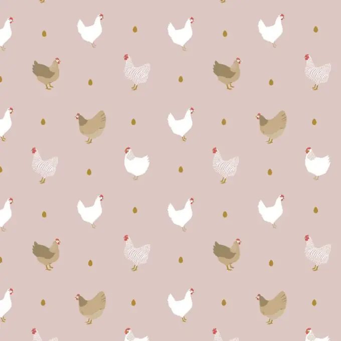 Cretonne Hühner Punkte Blassrosa Schneller Versand