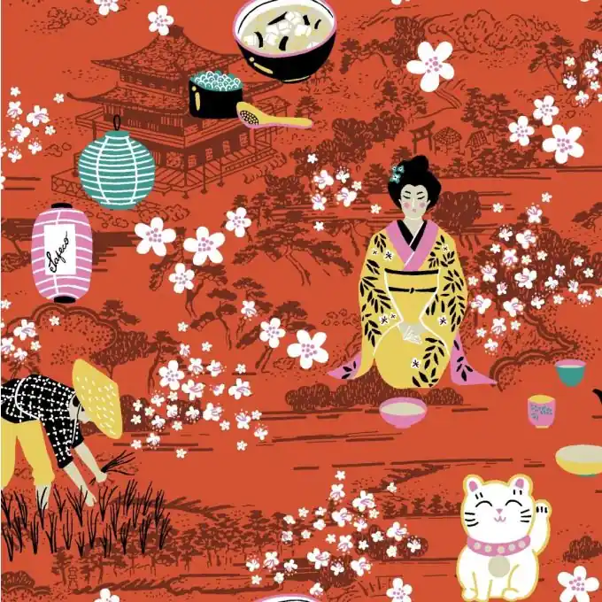 Cretonne Japan Koralle Top-Angebot