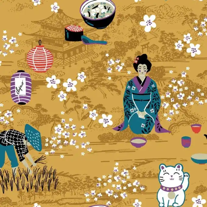 Top-Angebot Cretonne Japan Senfgelb