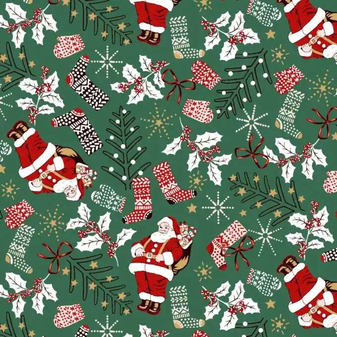 Cretonne Weihnachtsmann Grün Kostenfreie Lieferung