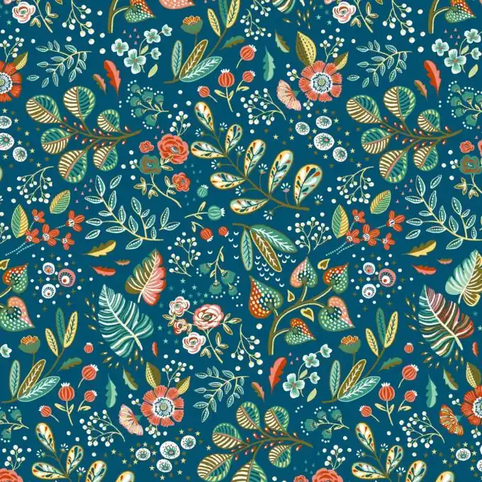 Expressversand Beschichteter Baumwollstoff Entenblau Garten Bunt