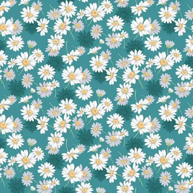 Beschichteter Baumwollstoff Blau Gänseblümchen Jetzt Zugreifen