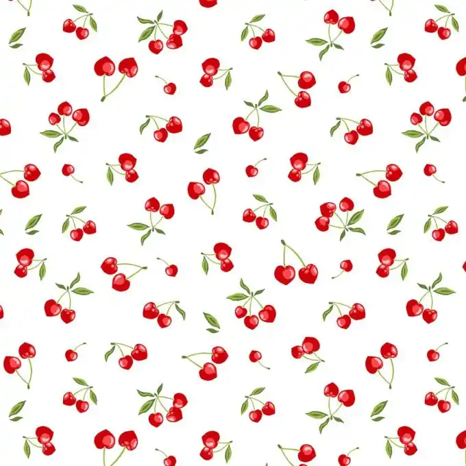 Jetzt Zugreifen Beschichteter Baumwollstoff Kirschen Weiß
