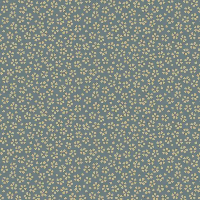 Neu Im Sortiment Beschichteter Baumwollstoff Blau Blumen Ecru