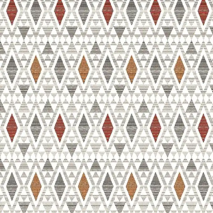 Top-Preis Jacquard Ecru Rauten Grau/Gelb/Rot