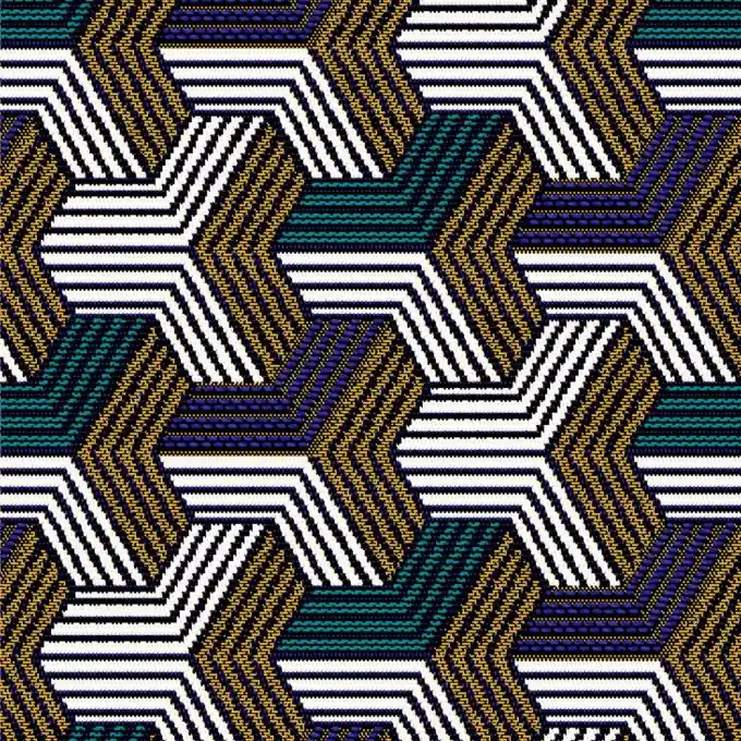 Neu Jacquard Dreizack taupe blau