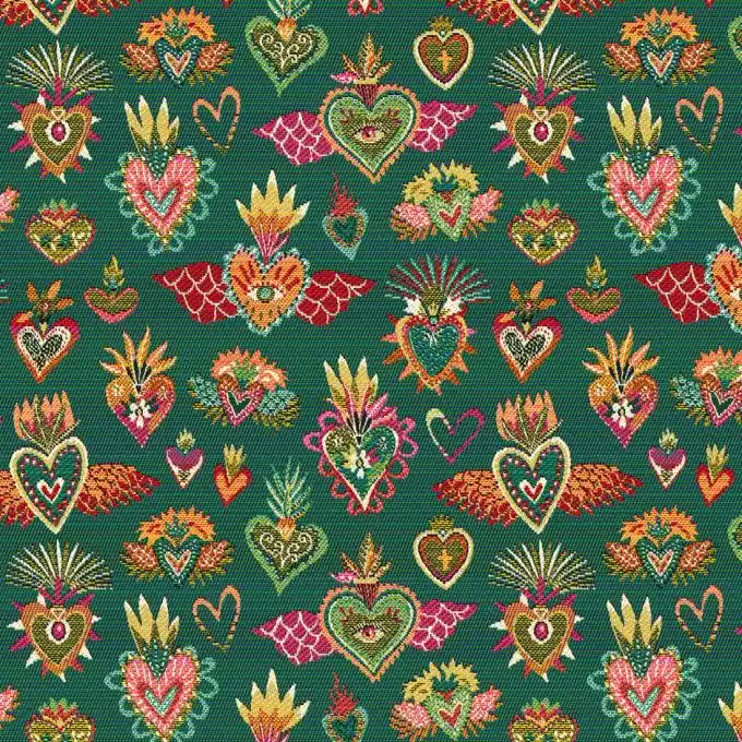 Jacquard Herzen Smaragdgrün Neu