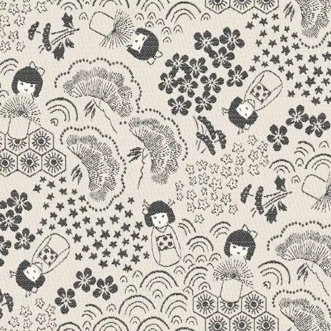 Top-Angebot Jacquard japanische Blüten beige