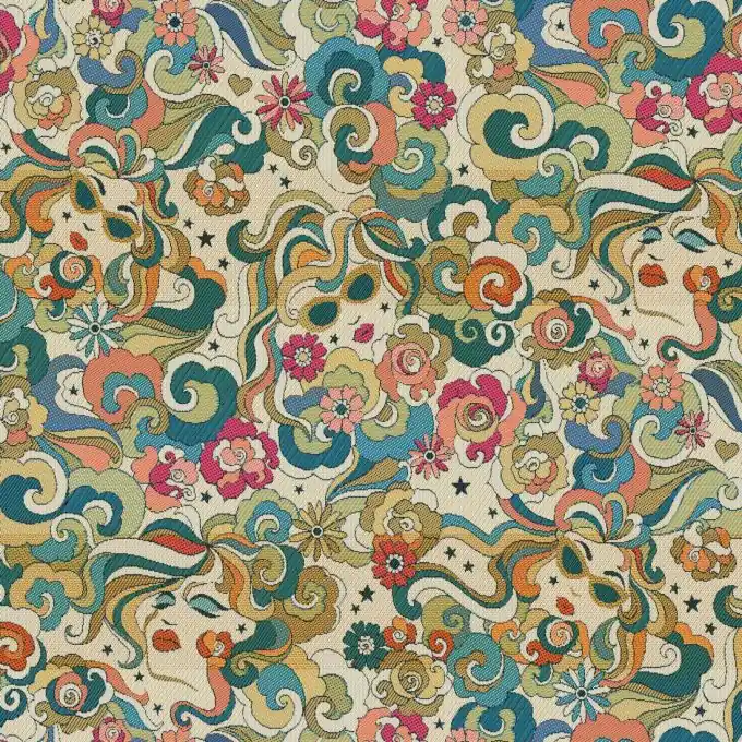 Jacquard Gesichter 70s Smaragdgrün Direkt Vom Hersteller