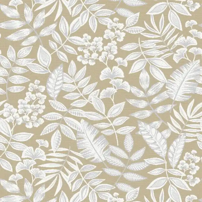 Jacquard Beige Blätter Ecru Direkt Vom Hersteller