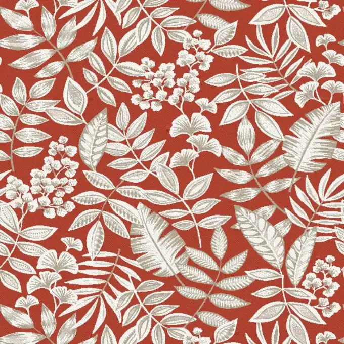 Preis Gesenkt Jacquard Rot Blätter Ecru