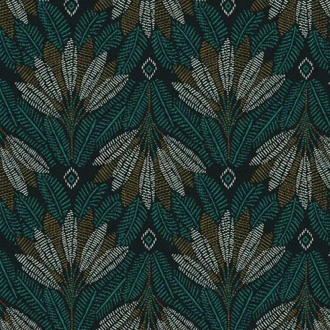 Heißes Angebot Jacquard Smaragdgrün Art Deco Ecru