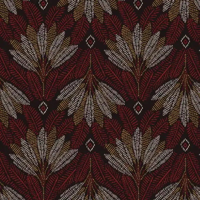 Billig Jacquard-Stoff Bordeaux Art Déco Federn 140cm Breite