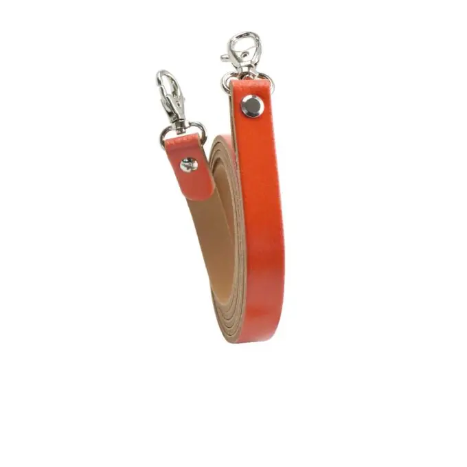 Premium Riemen Schultertasche Leder Karabinerhaken Ringe Orange – Miyako