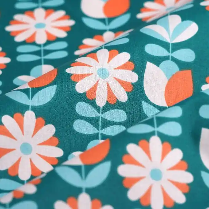 Beschichteter Baumwollstoff Folie florale Seegrün Neue Kollektion