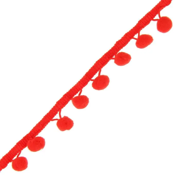 Versand Am Gleichen Tag Borte mit Bommeln Rot 10 mm