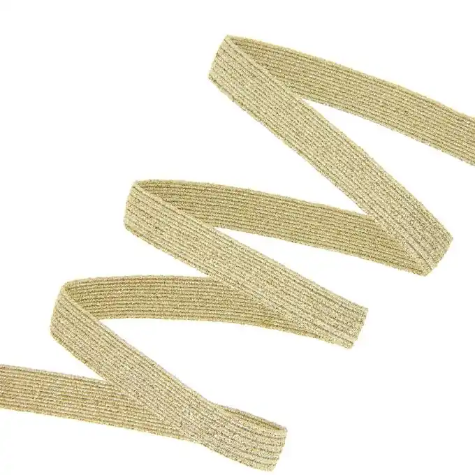 Billig Geflochtenes Gummiband flach 9,5 mm Gold