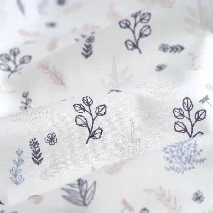 Schnäppchen Baumwoll-Popeline Pflanzen écru