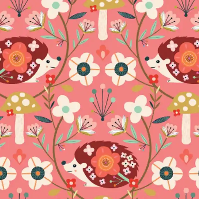 Mega-Angebot Popeline Baumwolle Dashwood rosa Igel Blumen