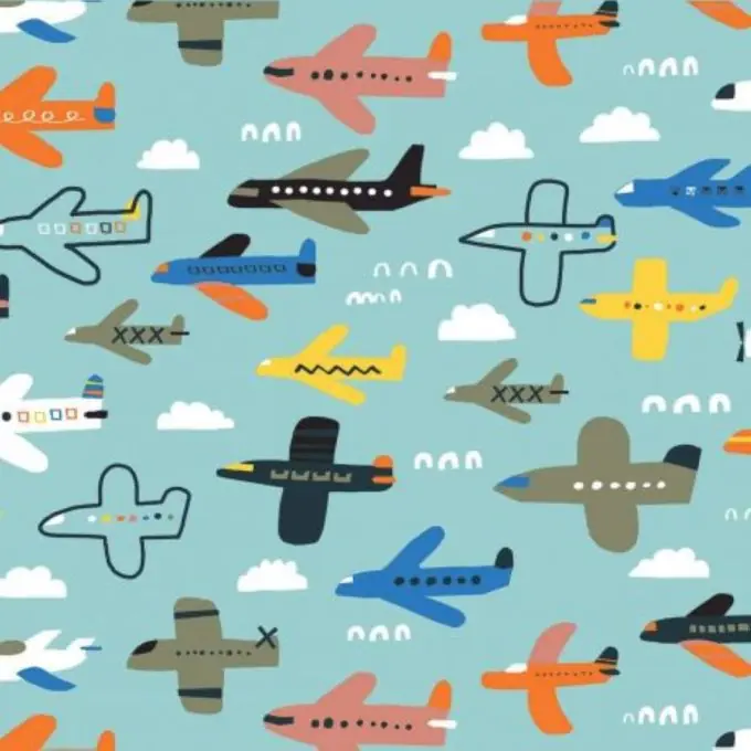 Popeline Baumwolle hellblau Flugzeuge – Dashwood Markenprodukt