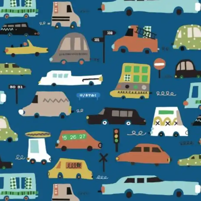 Markenprodukt Popeline Baumwolle dunkelblau Autos – Dashwood