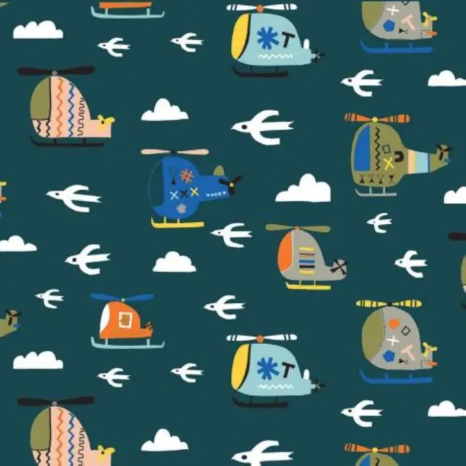 Garantierte Lieferung Popeline Baumwolle entenblau Helikopter – Dashwood