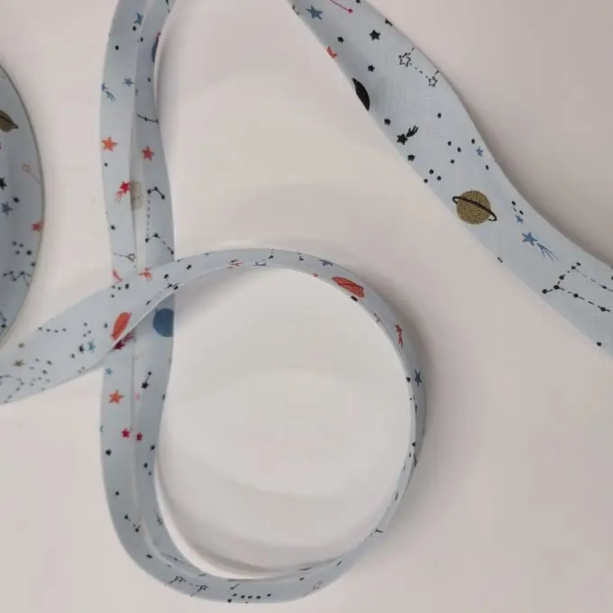 Schrägband aus Bio-Baumwolle 18 mm Weltall blau Versand Am Gleichen Tag