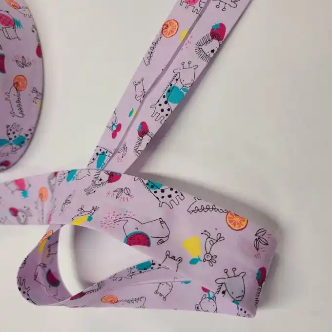 Aktuell Schrägband aus Bio-Baumwolle Tiermotive für Kinder lila