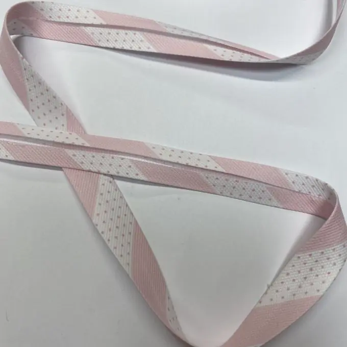 Piqué-Schrägband Punkte und Streifen rosa Markenprodukt