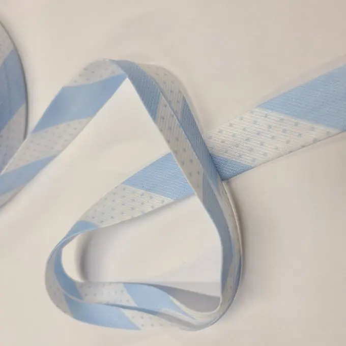 Kostenloser Rückversand Piqué-Schrägband Punkte und Streifen blau