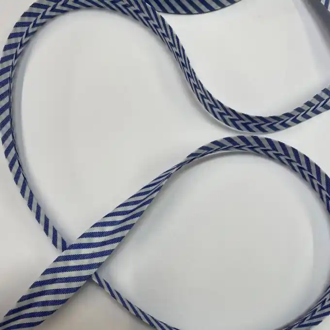 Neu Schrägband mit Streifen 18 mm blau