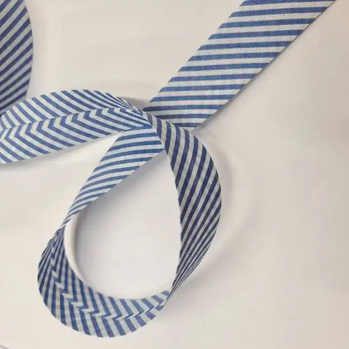 Premium Schrägband mit Streifen 30 mm blau