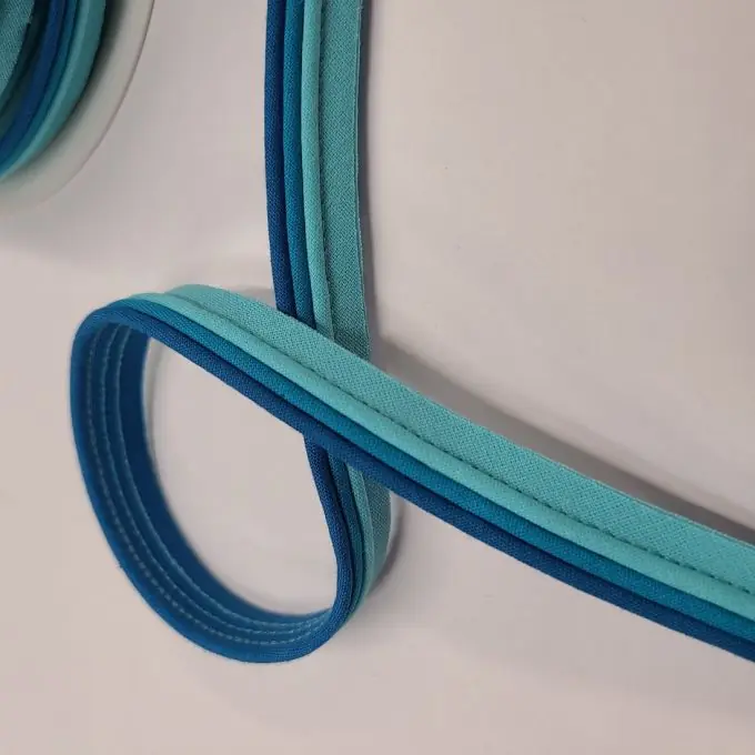 Heute Kaufen Schrägband mit drei Stoffen 15 mm blau