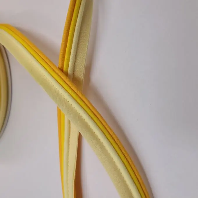 Schrägband mit drei Stoffen 15 mm gelb Bestpreis