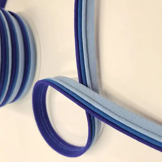 Wochenendangebot Schrägband mit drei Stoffen 15 mm marineblau