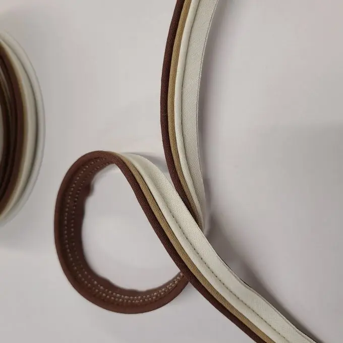 Schrägband mit drei Stoffen 15 mm beige braun Letzte Chance