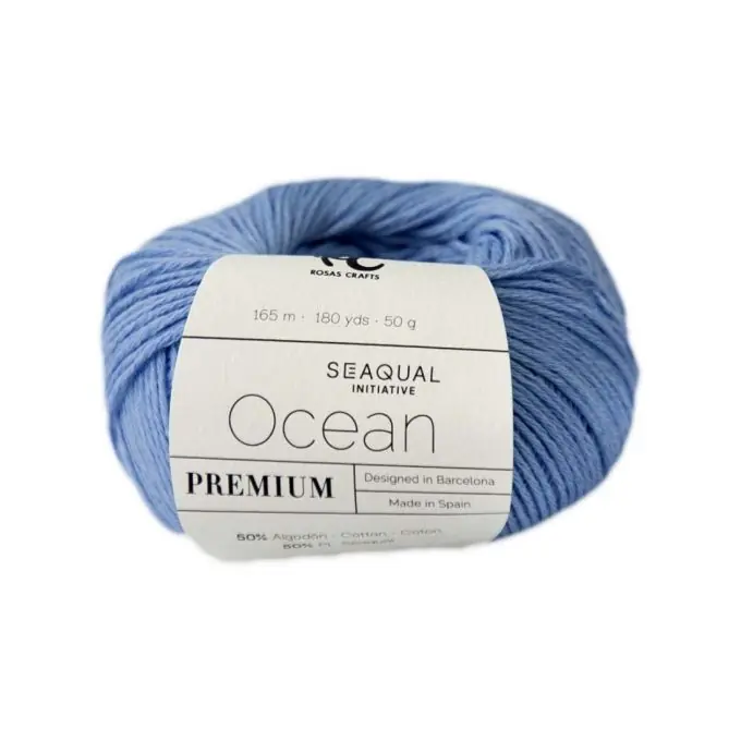 Großhandel Knäuel aus Bio-Baumwolle und recyceltem Polyester hellblau