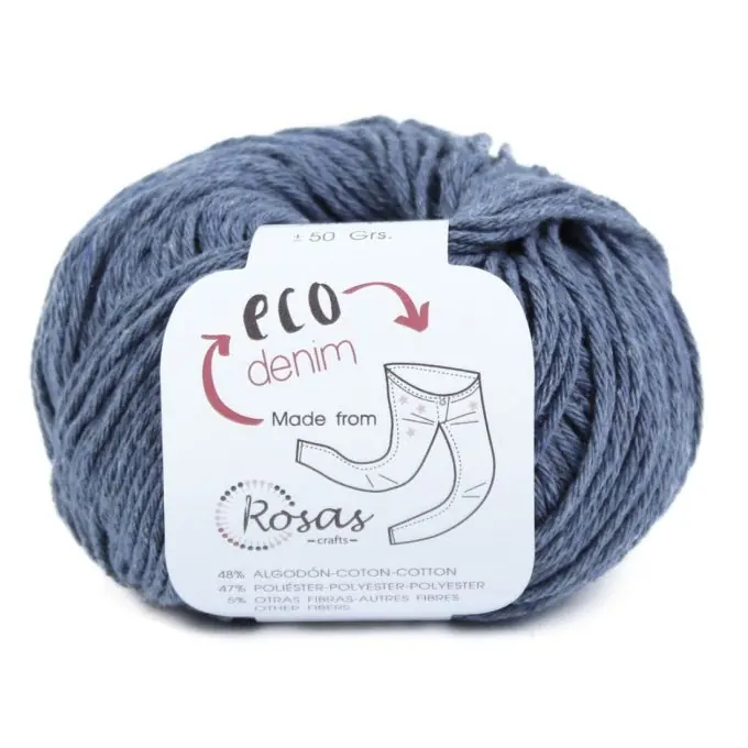 Strickgarn recycelte Jeansfasern 100m blau grau Rabatt