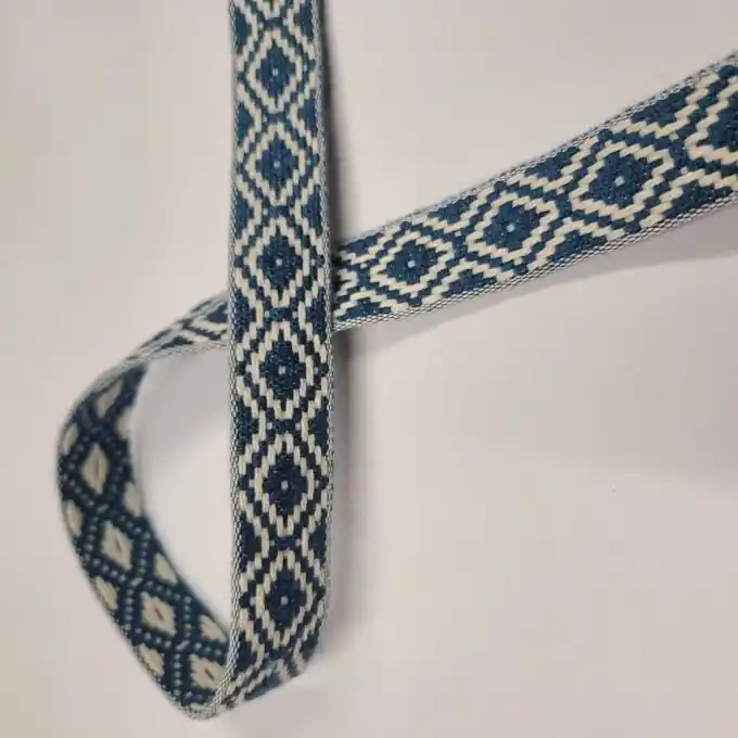 Gurt Baumwolle Akryl ethnisches Muster 20 mm blau Wochenendangebot