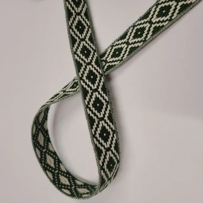 Ab Werk Gurt Baumwolle Akryl ethnisches Muster 20 mm tannengrün