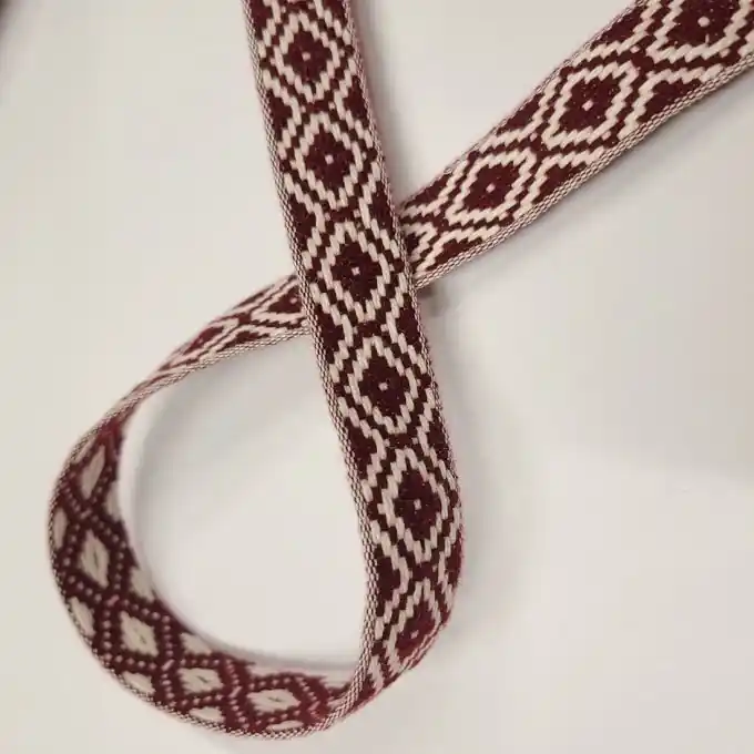 Gleich Bestellen Gurt Baumwolle Akryl ethnisches Muster 20 mm bordeauxrot