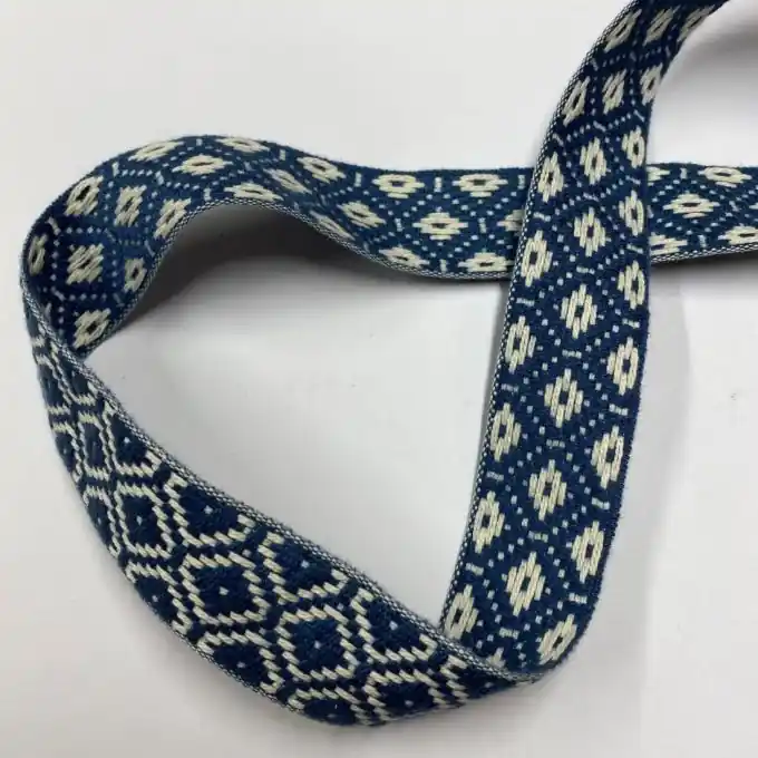 Gleich Bestellen Gurt Baumwolle Akryl ethnisches Muster 30 mm blau