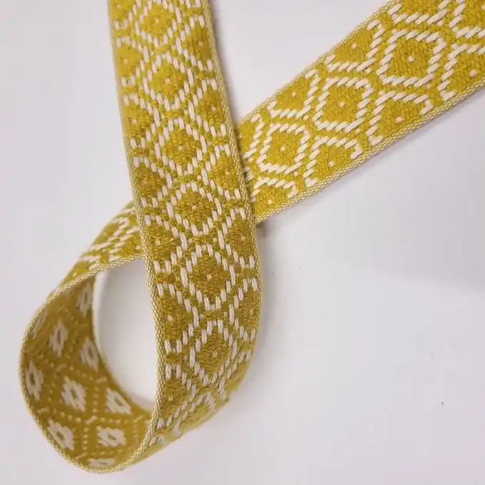 Gurt Baumwolle Akryl ethnisches Muster 30 mm gelb Nur Heute