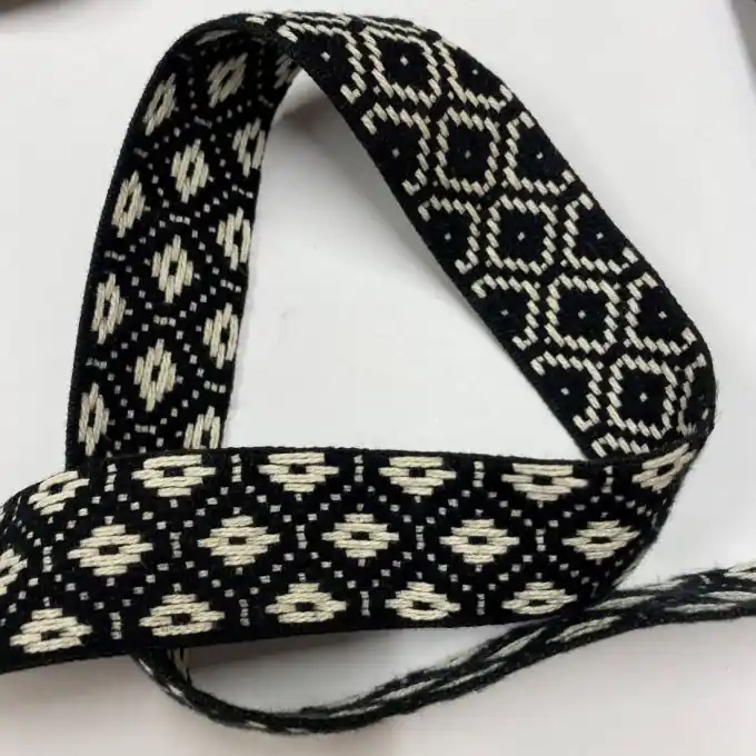 Direkt Vom Hersteller Gurt Baumwolle Akryl ethnisches Muster 30 mm schwarz