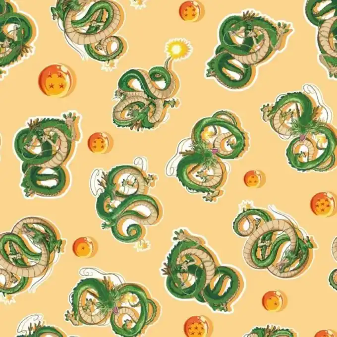 Baumwollstoff Dragon Ball Z schlangen gelb Abverkauf