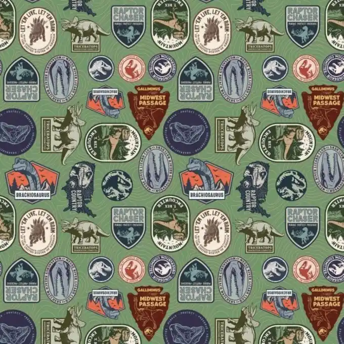 Baumwollstoff Jurassic Dinosaurier grün Preiswert